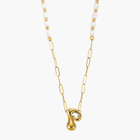 Colar de Corrente com Inicial e Pérola Bubble Chic