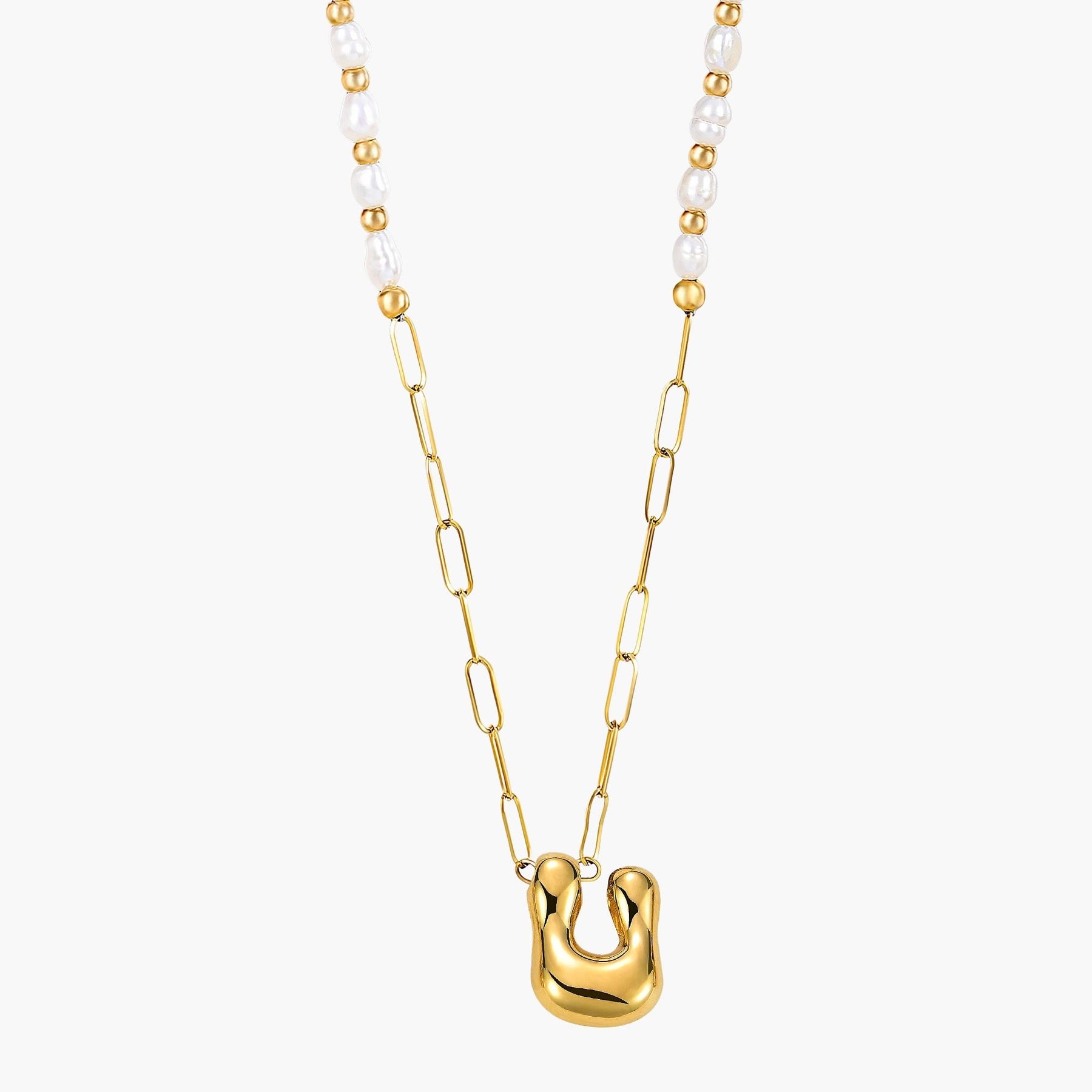 Colar de Corrente com Inicial e Pérola Bubble Chic