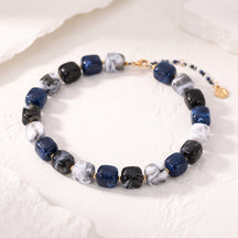 Colar de Miçangas Quadradas Grossas Azul