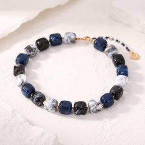 Colar de Miçangas Quadradas Grossas Azul