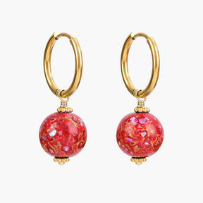 Brincos de Argola com Esferas Pontilhadas Crimson Orbit