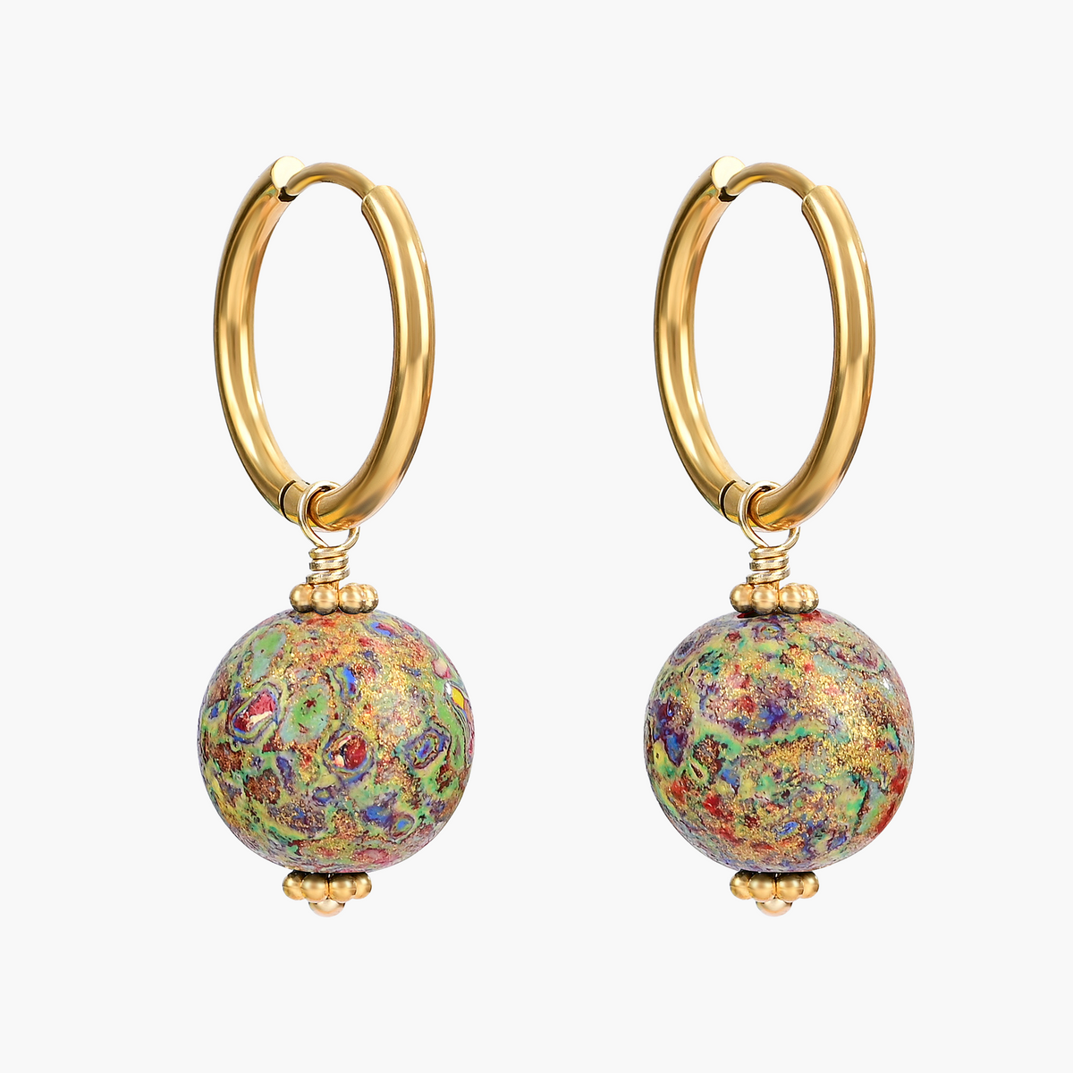 Brincos de Argola com Orbe de Manchas Meadow Mist