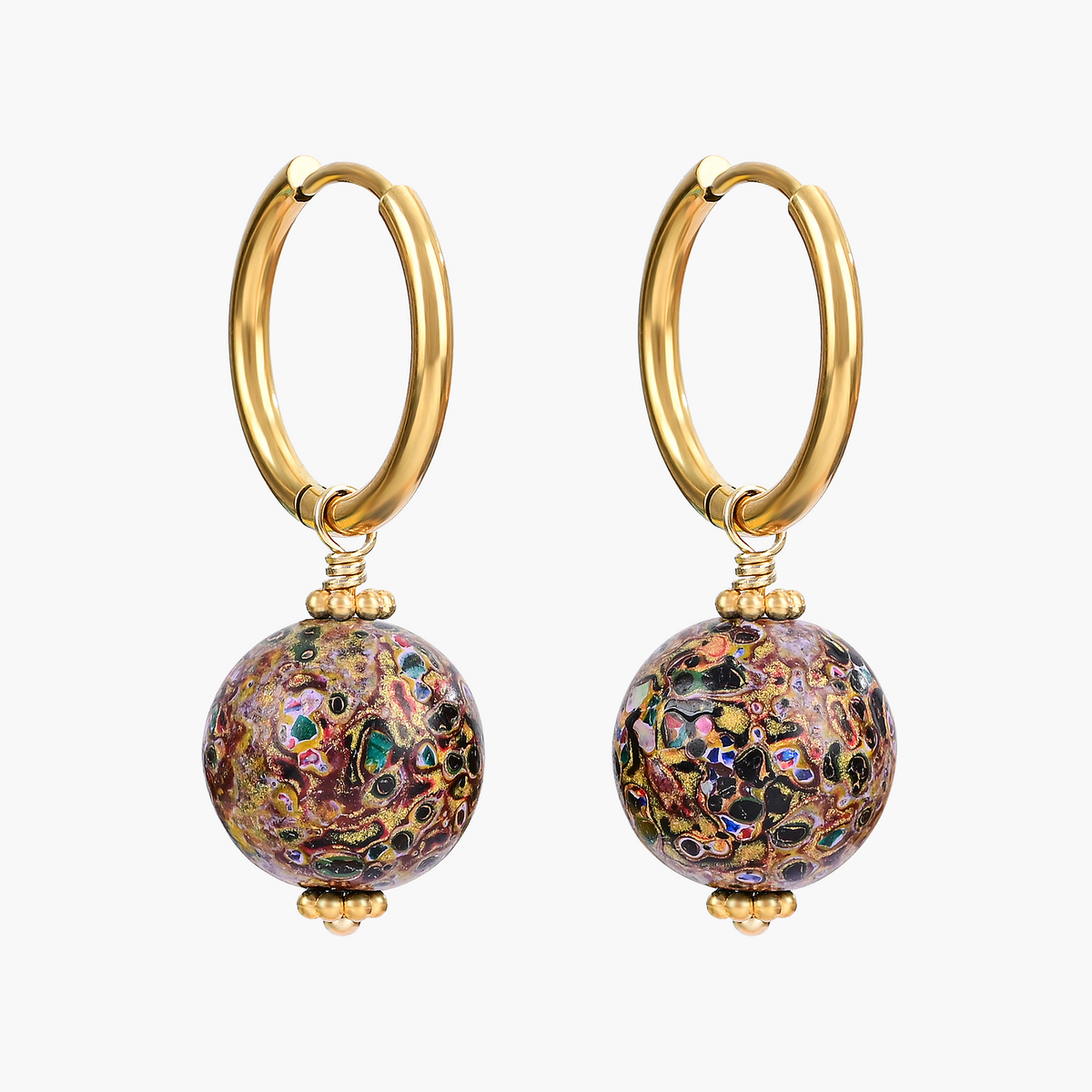 Brincos de Argola Cosmic Bloom Speckle Orb