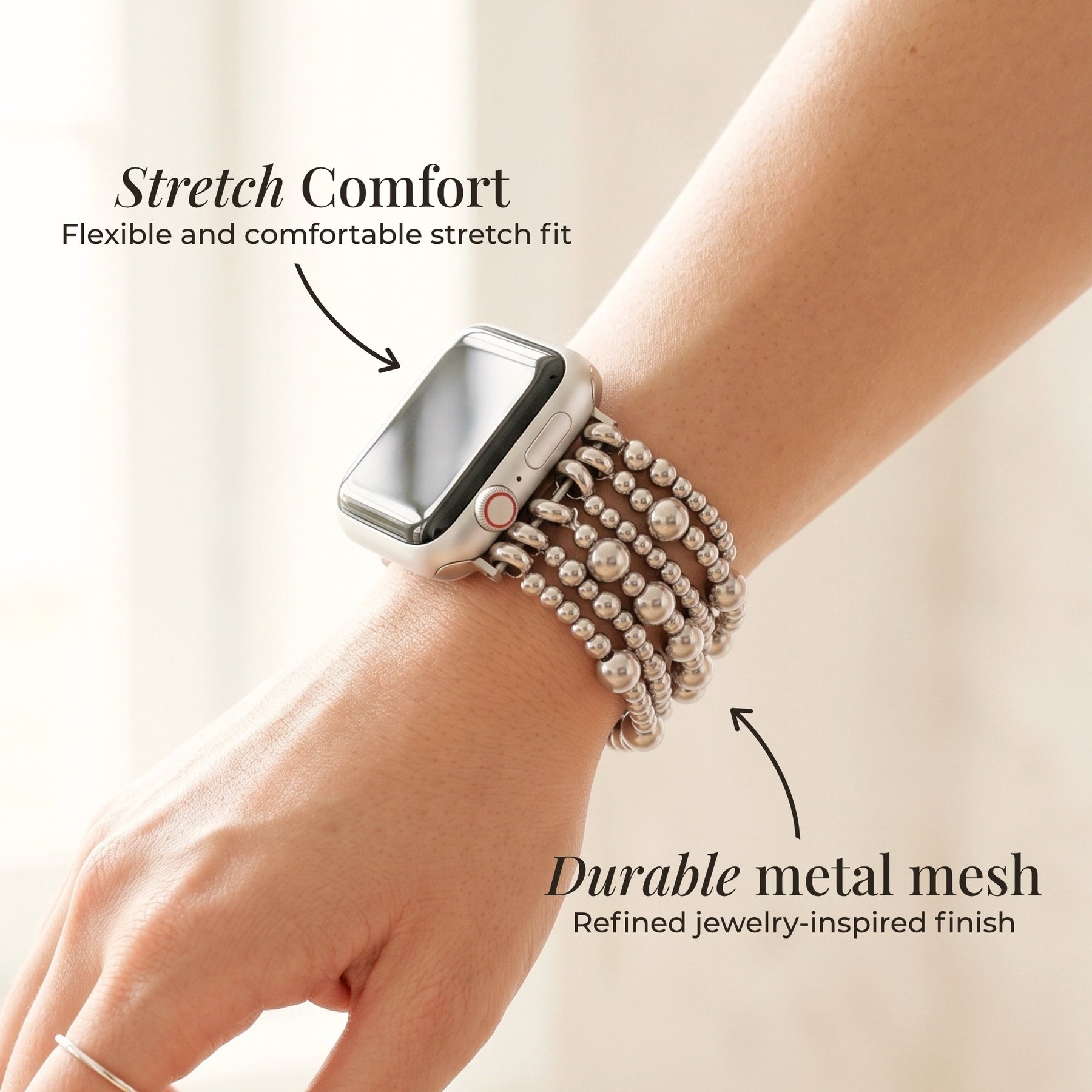 Pulseira Platinum Demure Stretch para Apple Watch