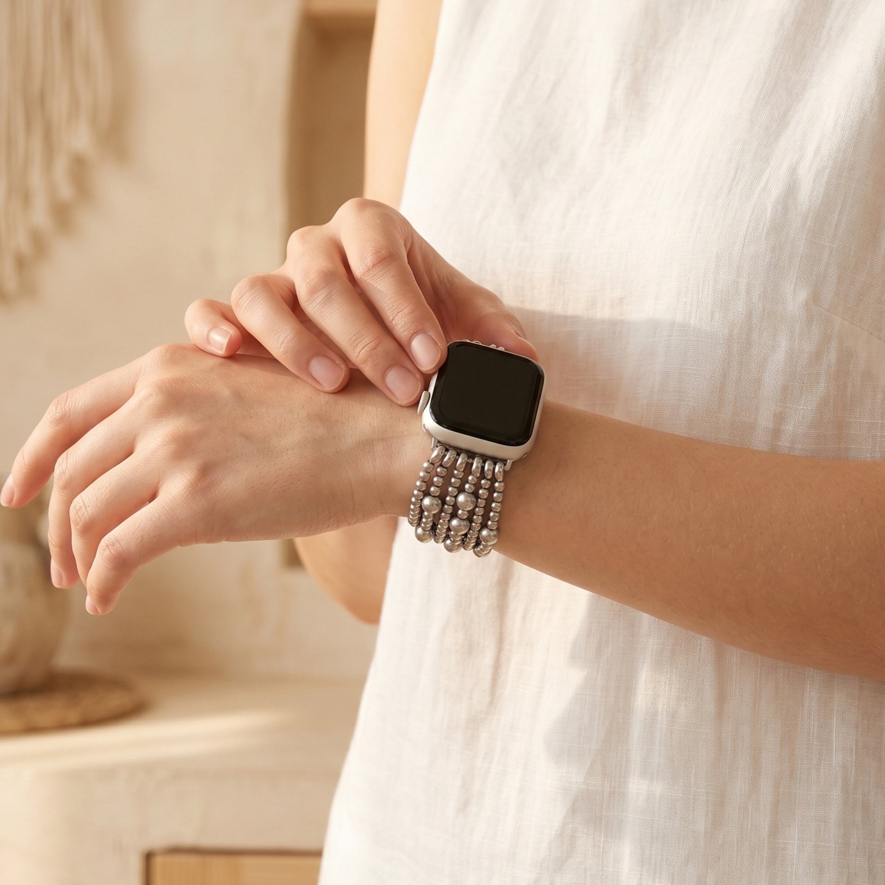 Pulseira Platinum Demure Stretch para Apple Watch