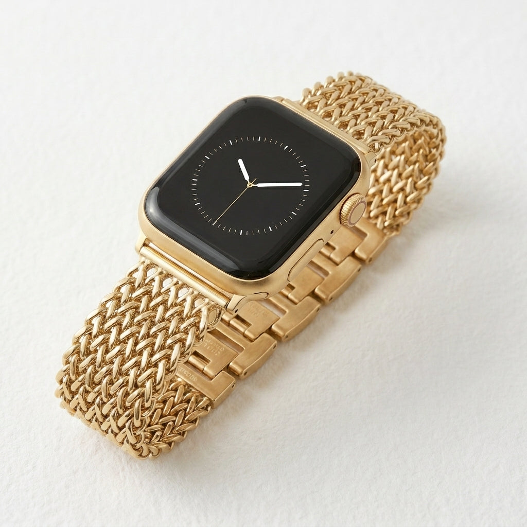 Pulseira Luxuosa de Corrente Dourada para Apple Watch