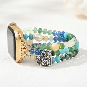 Pulseira Jade Pearl Love MOM Stretch para Apple Watch