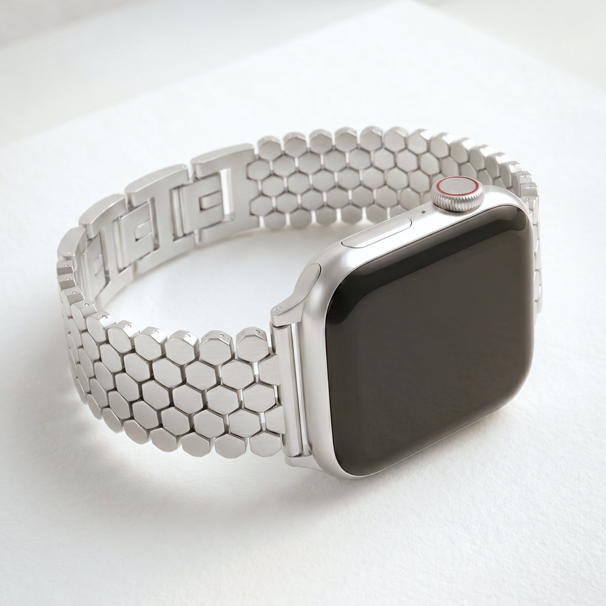 Pulseira Luxuosa Prateada de Colmeia para Apple Watch