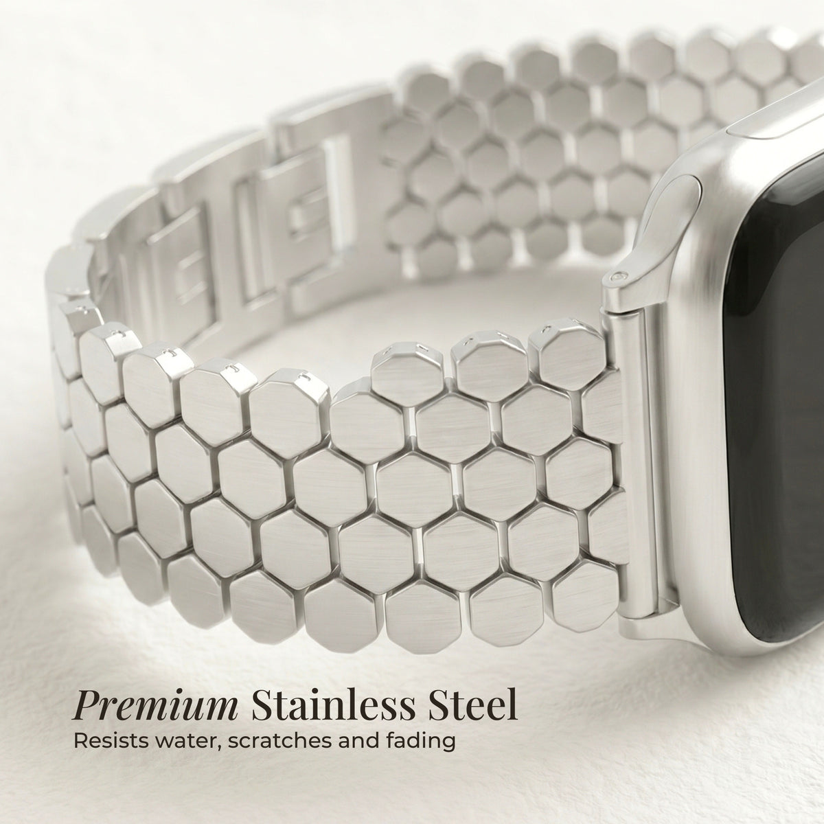 Pulseira Luxuosa Prateada de Colmeia para Apple Watch