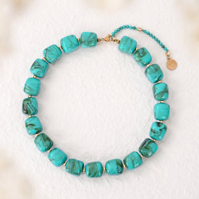 Colar de Contas Quadradas Grossas Laranja