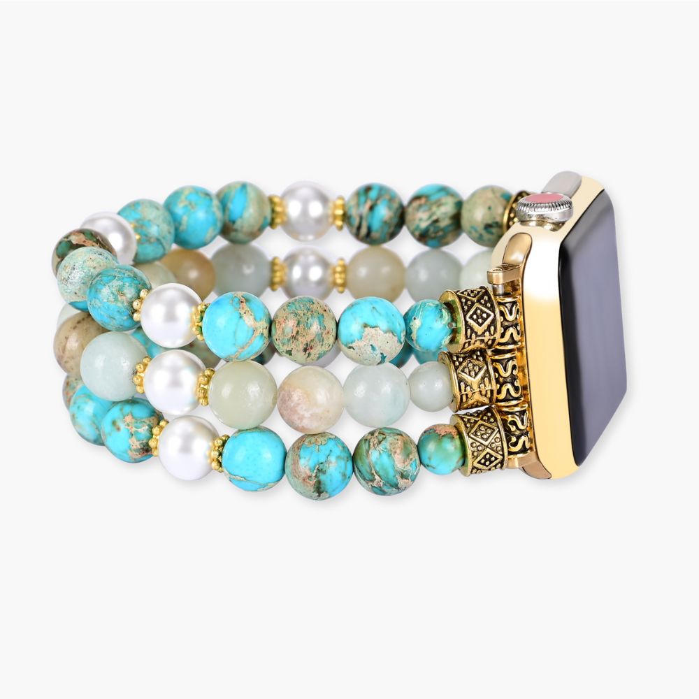 Pulseira de relógio extensível em jaspe Ocean Breeze