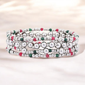 Conjunto de Pulseiras Mágicas de Prata de Natal