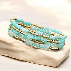 Conjunto de Pulseiras de Amazonita Brilhante