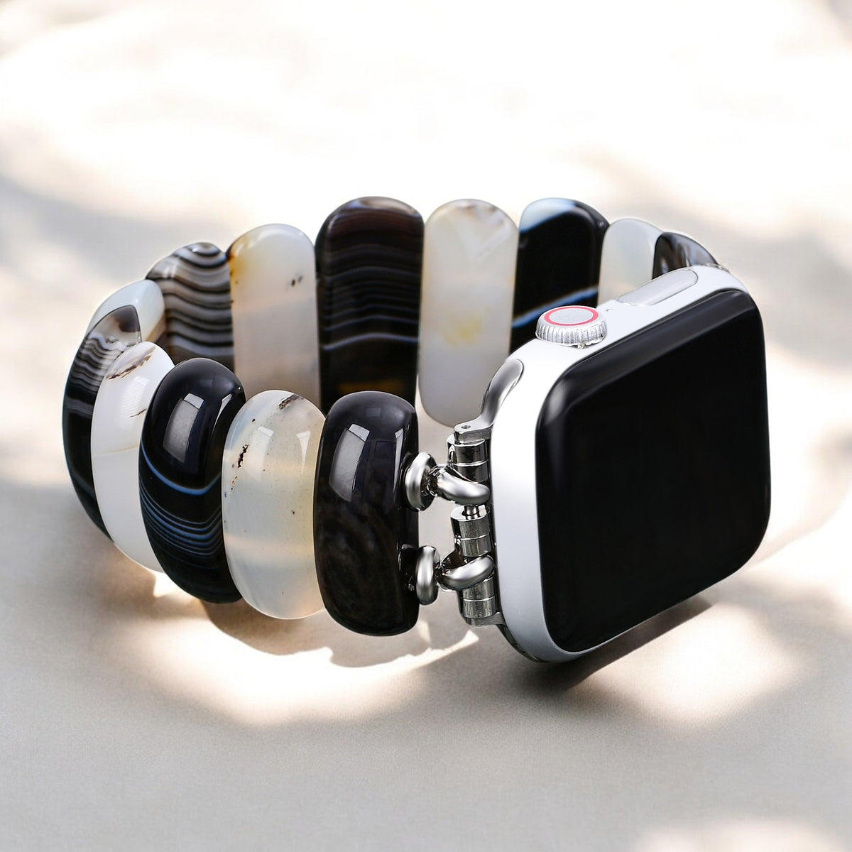 Pulseira elástica de ágata Obsidian Frost para Apple Watch