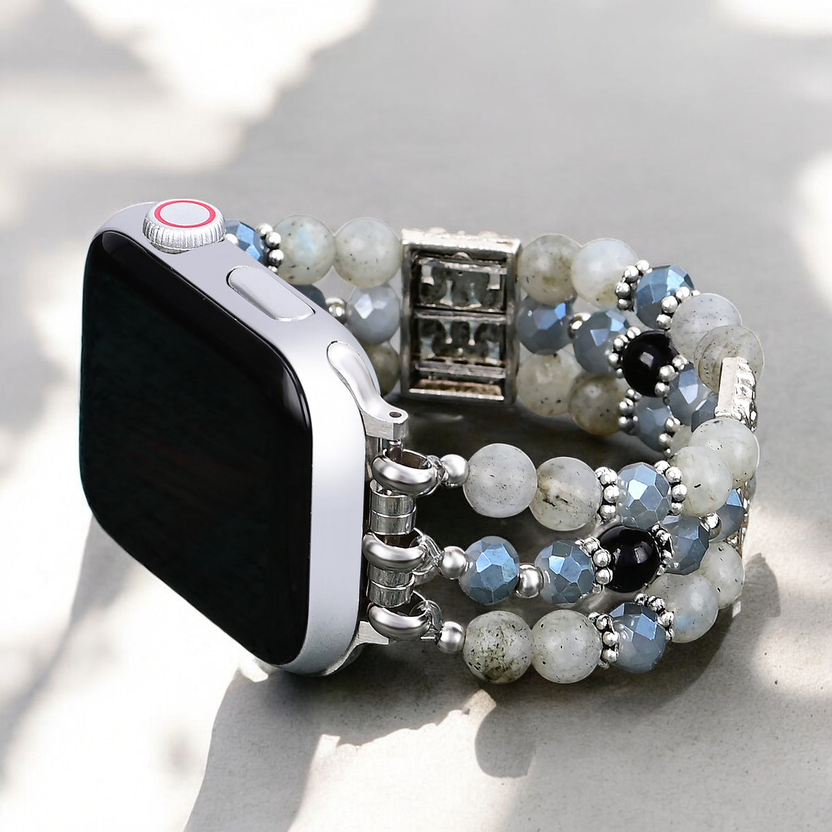 Pulseira Artisanal de Labradorita Índigo Esticável para Apple Watch