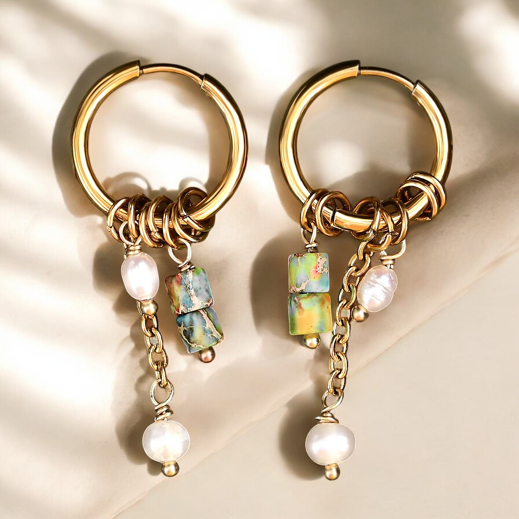 Brincos de Argola Golden Lime Bloom Drop