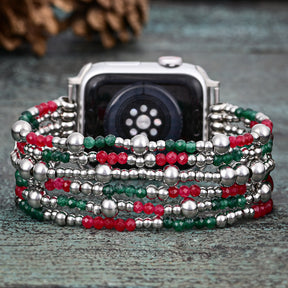 Pulseira elástica Apple Watch Festive Silver Elegance