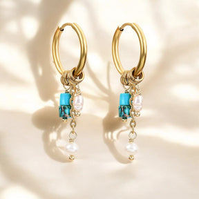 Brincos de Argola com Gota de Flor Dourada
