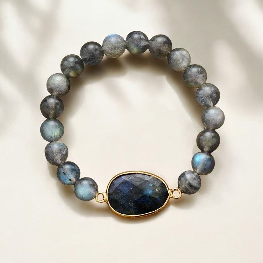 Pulseira de Pedra Preciosa Labradorita Azul