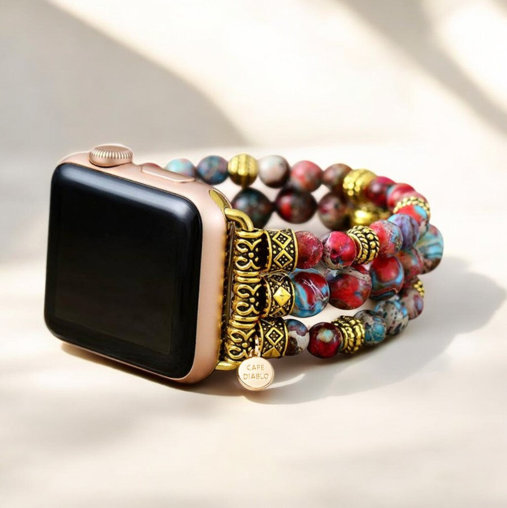 Pulseira Elástica Crimson Jasper para Apple Watch