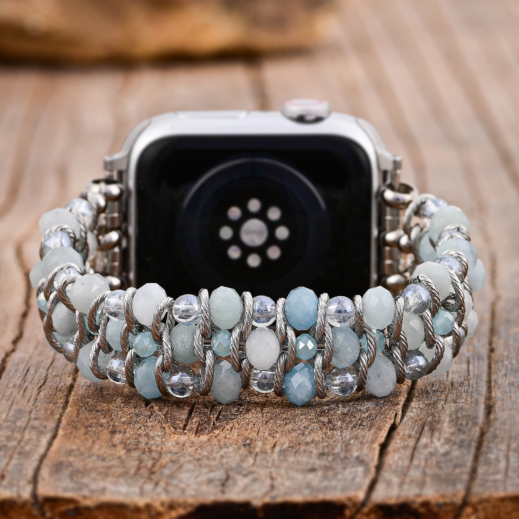 Pulseira Trançada de Safira Aquamarine Apple Watch