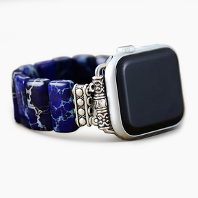 Pulseira para Apple Watch em jaspe tibetano azul marinho escuro