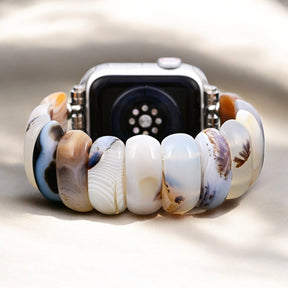 Pulseira Elástica de Ágata Duna Marfim para Apple Watch