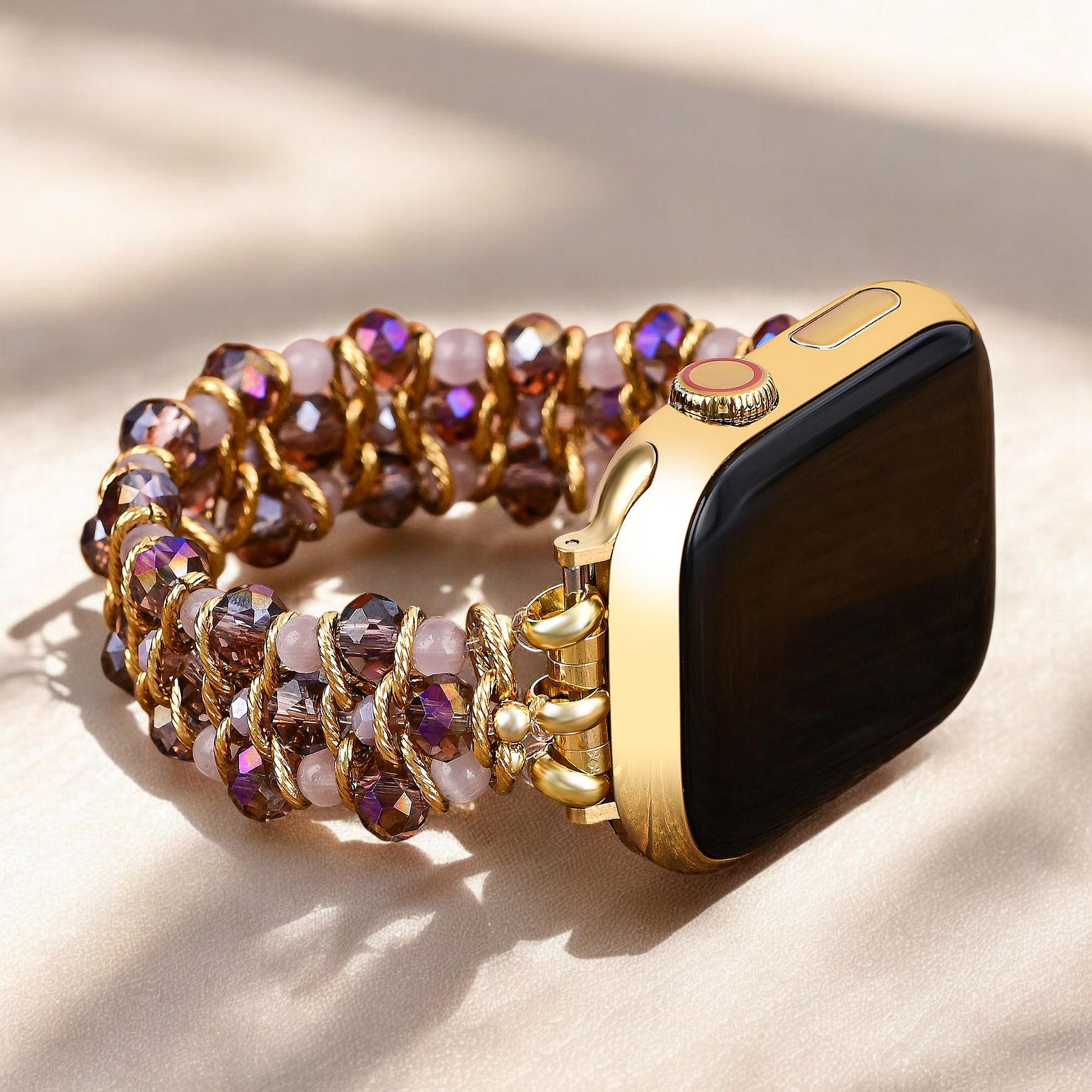 Pulseira Trançada Golden Serenity Gem para Apple Watch