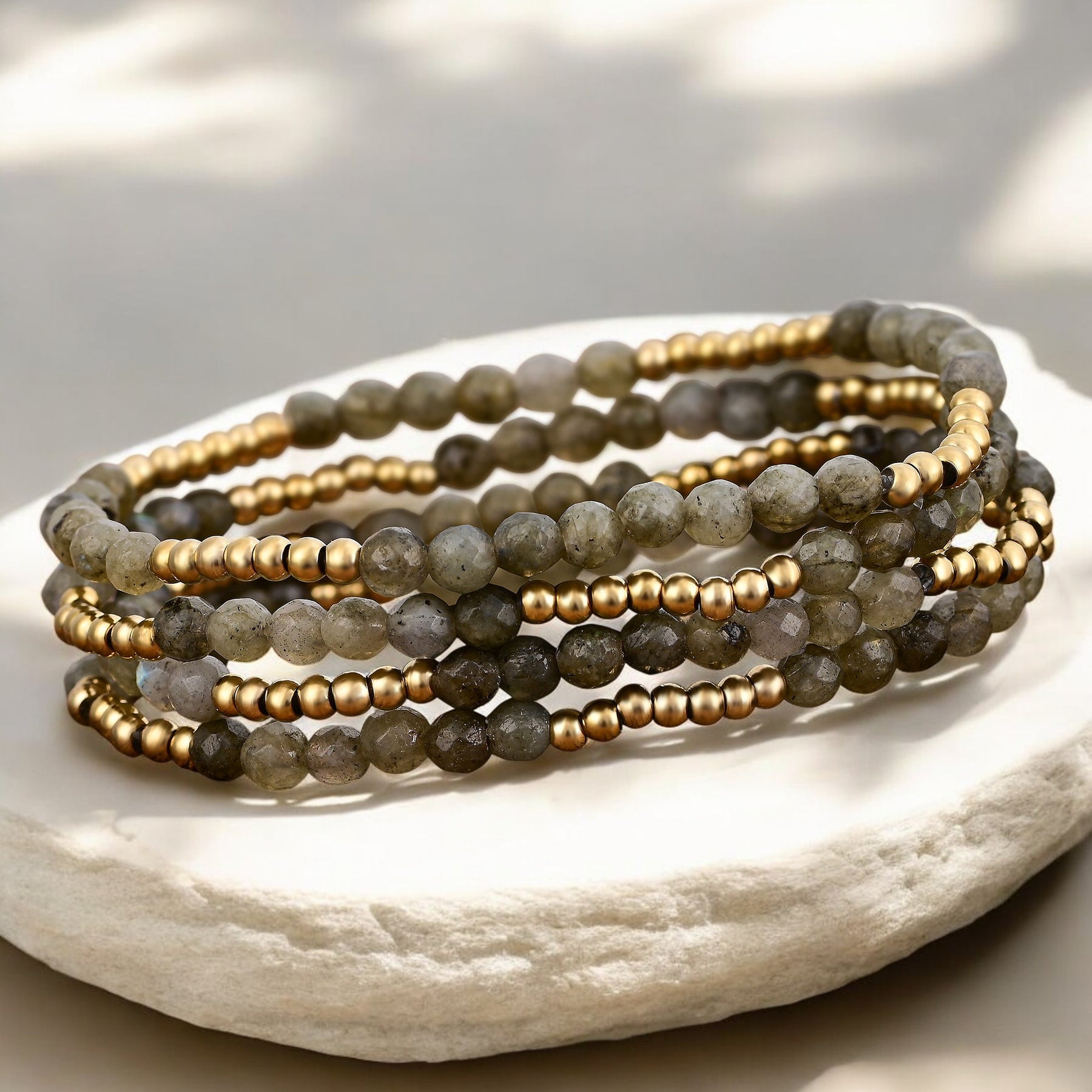 Conjunto de Pulseiras Mágicas de Labradorita