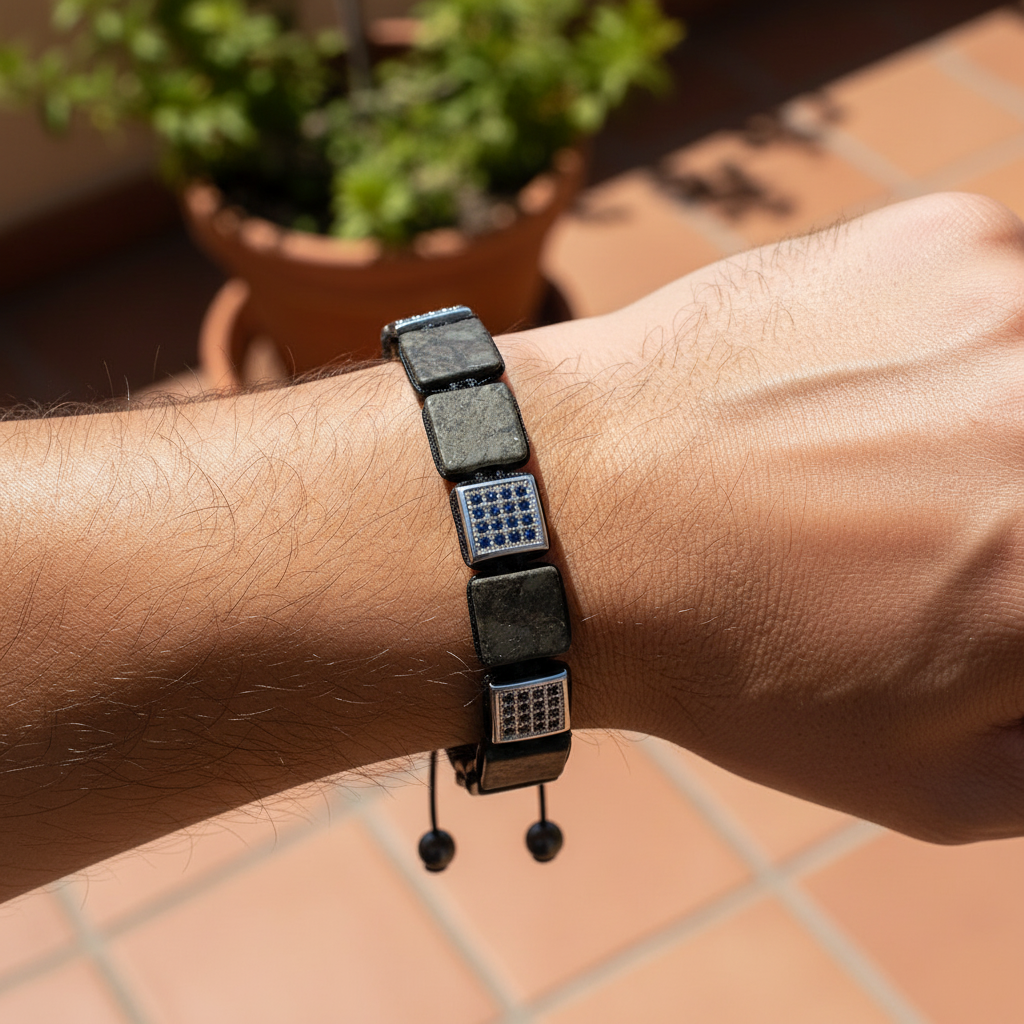 Pulseira Masculina de Pirita