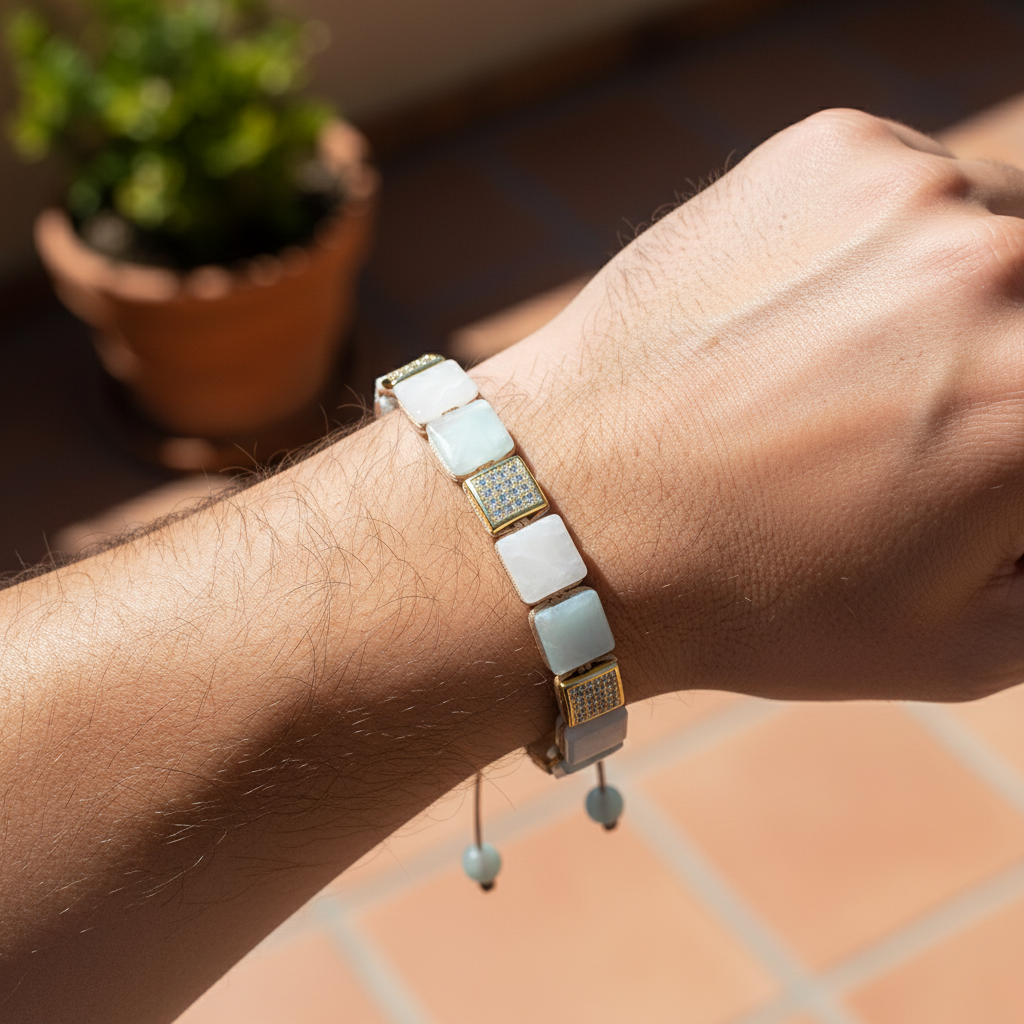 Pulseira Masculina de Amazonita