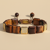 Pulseira masculina de Olho de Tigre Vermelho