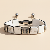 Pulseira masculina branca de turquesa