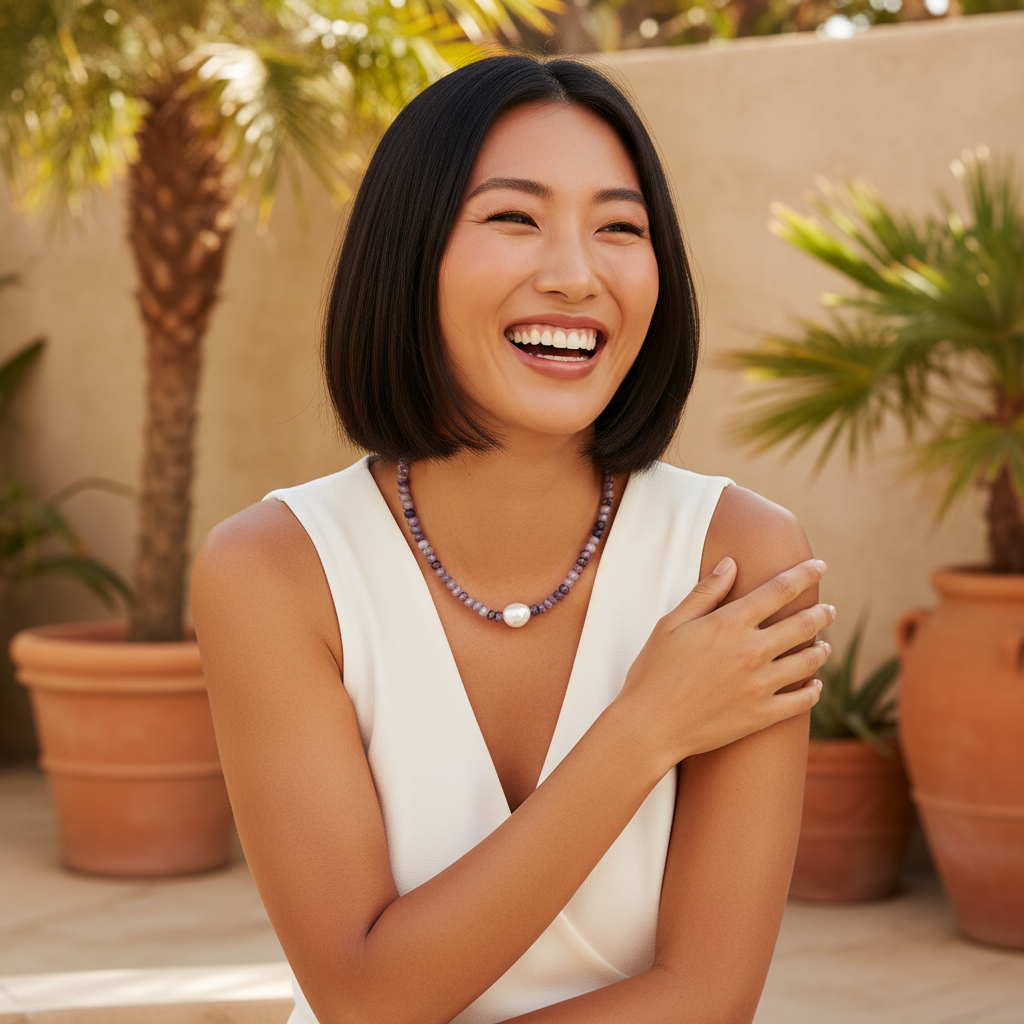 Colar de Pérola Amethyst Grace