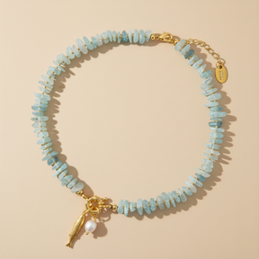 Colar Pingente de Pérola Água-marinha