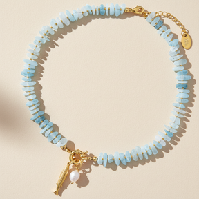 Colar Pingente de Pérola Água-marinha