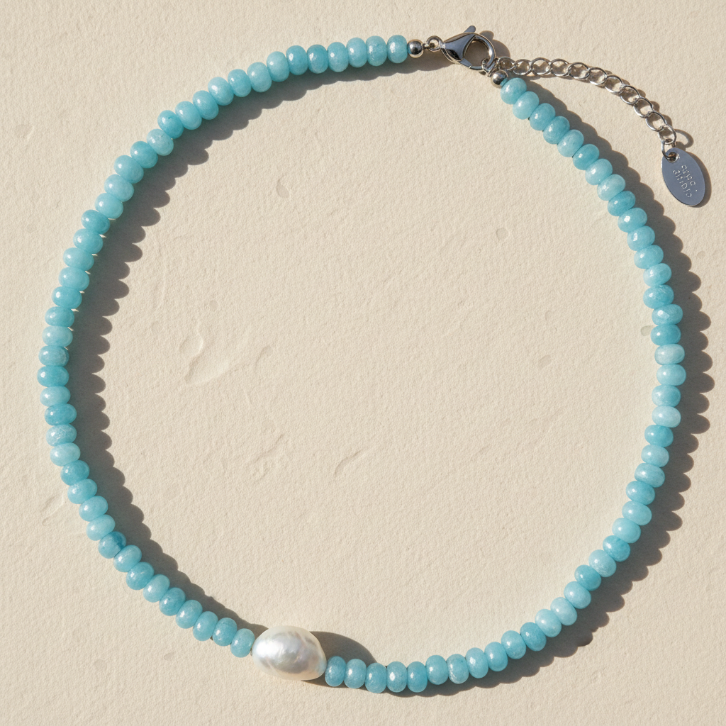 Colar de Pérolas Jade Blossom