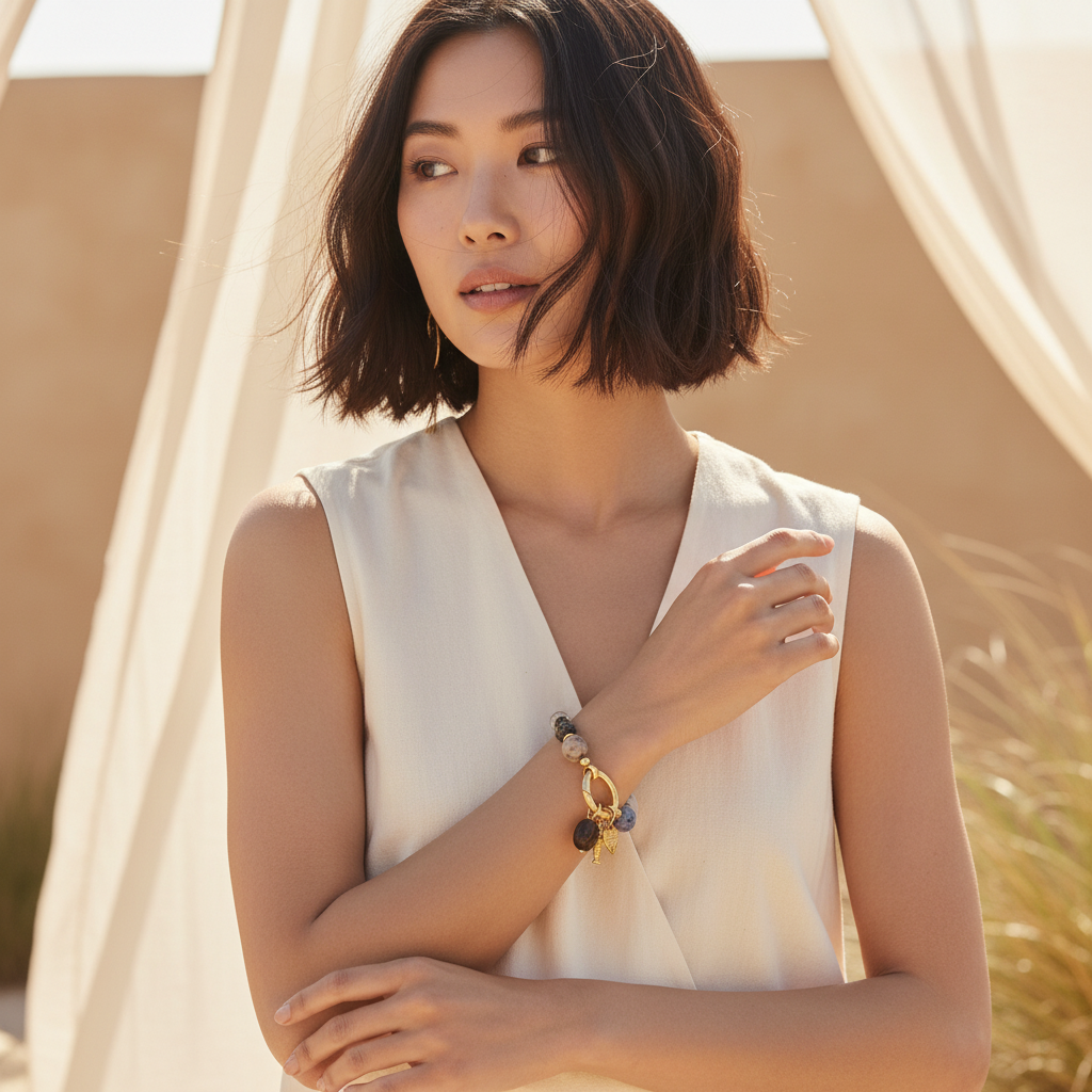 Pulseira de Charme Coração de Obsidiana