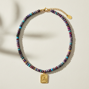 Colar de Letra com Jaspe Imperial Azul