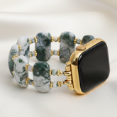 Pulseira Elástica de Terra com Ágata da Floresta para Apple Watch