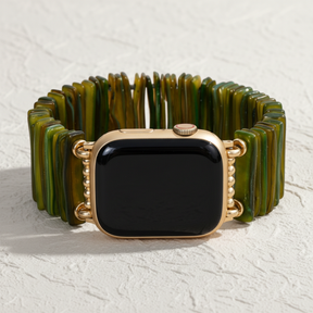 Pulseira Esticada Dourada Verde-oliva para Apple Watch