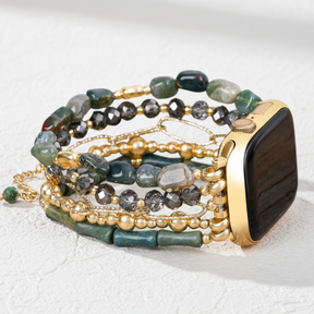 Pulseira Elástica Dourada Verde para Apple Watch