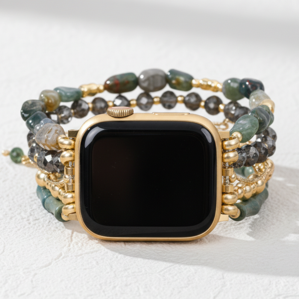 Pulseira Elástica Dourada Verde para Apple Watch