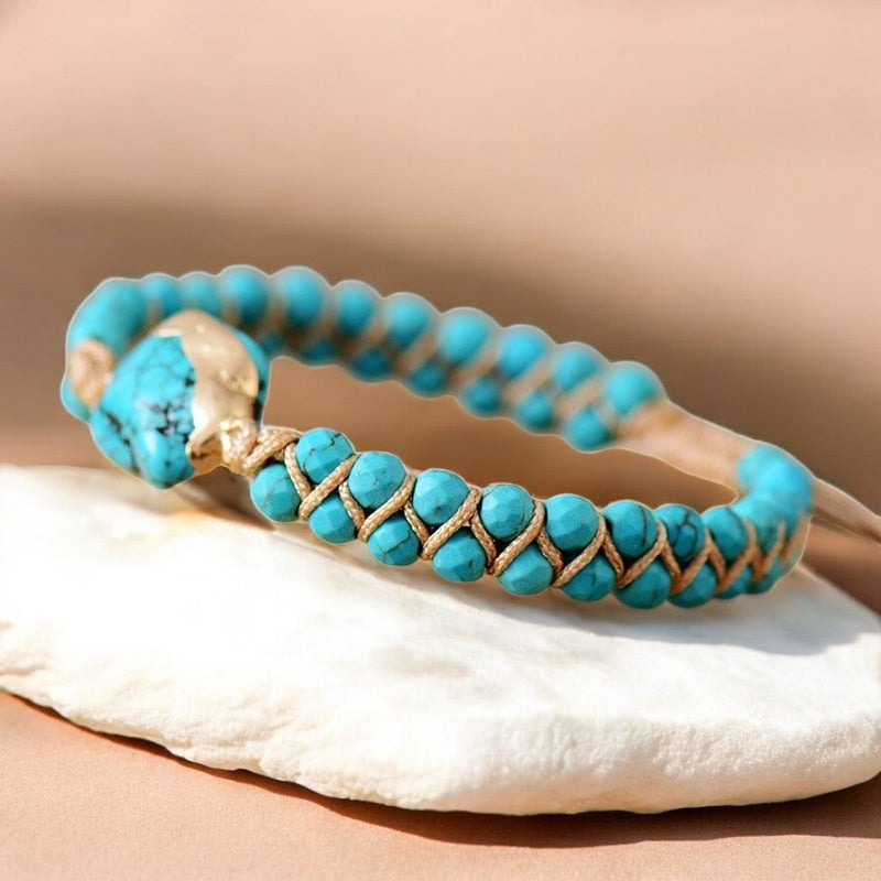 Pulseira Étnica com Pingente de Turquesa