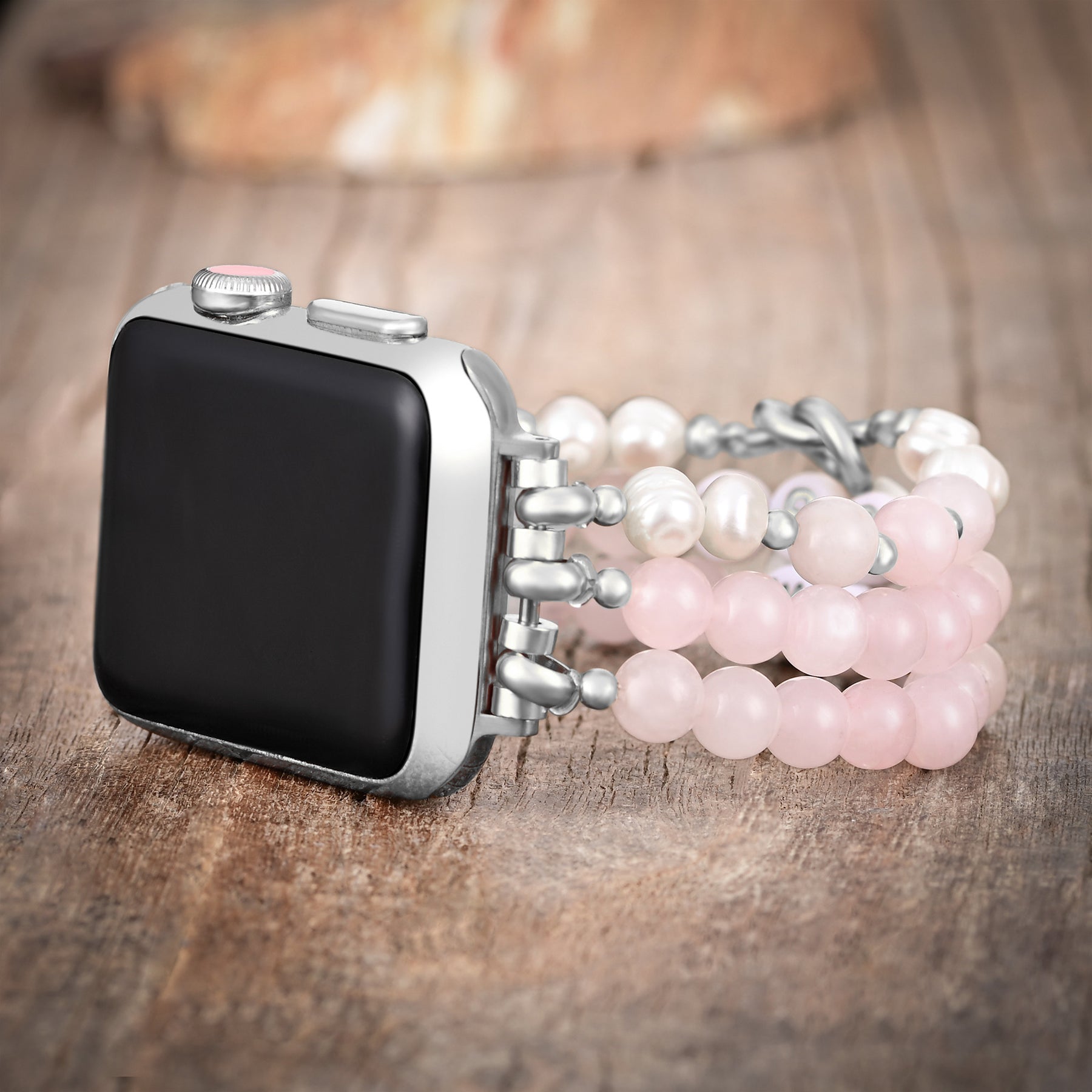 Pulseira elástica Mompreneur Quartzo Rosa para Apple Watch