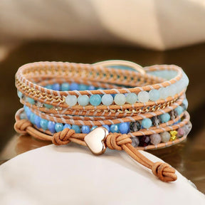 Pulseira Envoltório de Proteção em Amazonita Curativa