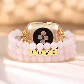 Pulseira Apple Watch Inspiração Amor Quartzo Rosa