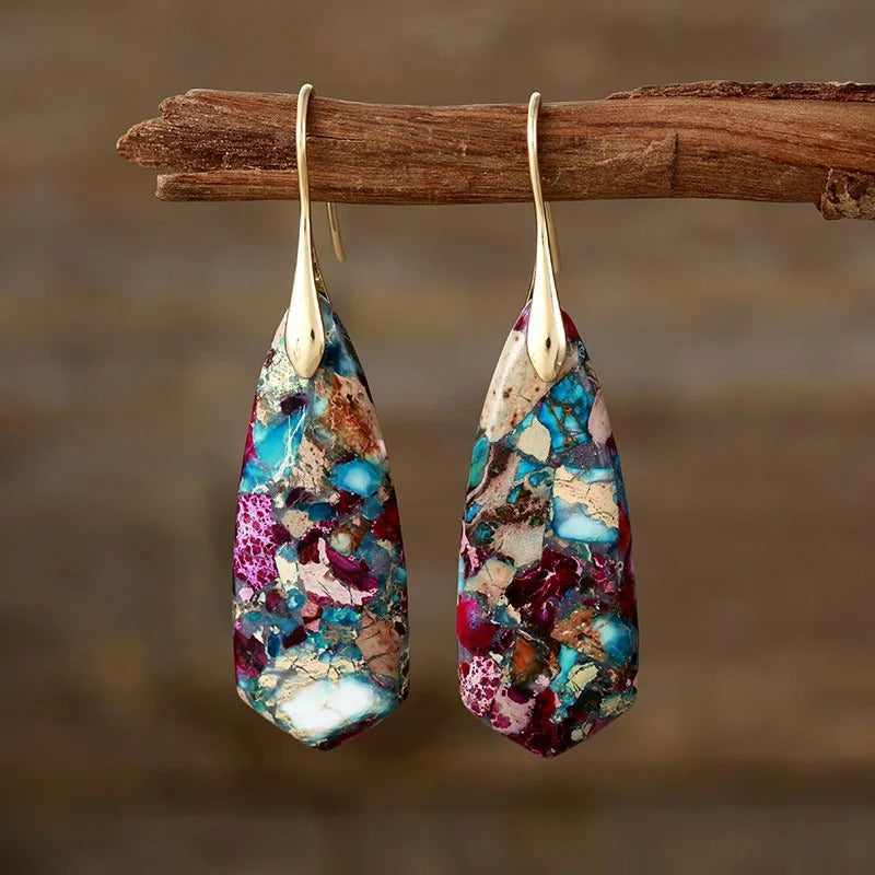 Brincos de gota em mosaico celestial