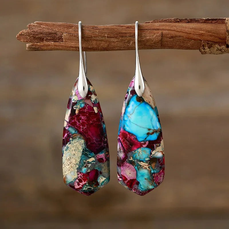 Brincos de gota em mosaico celestial