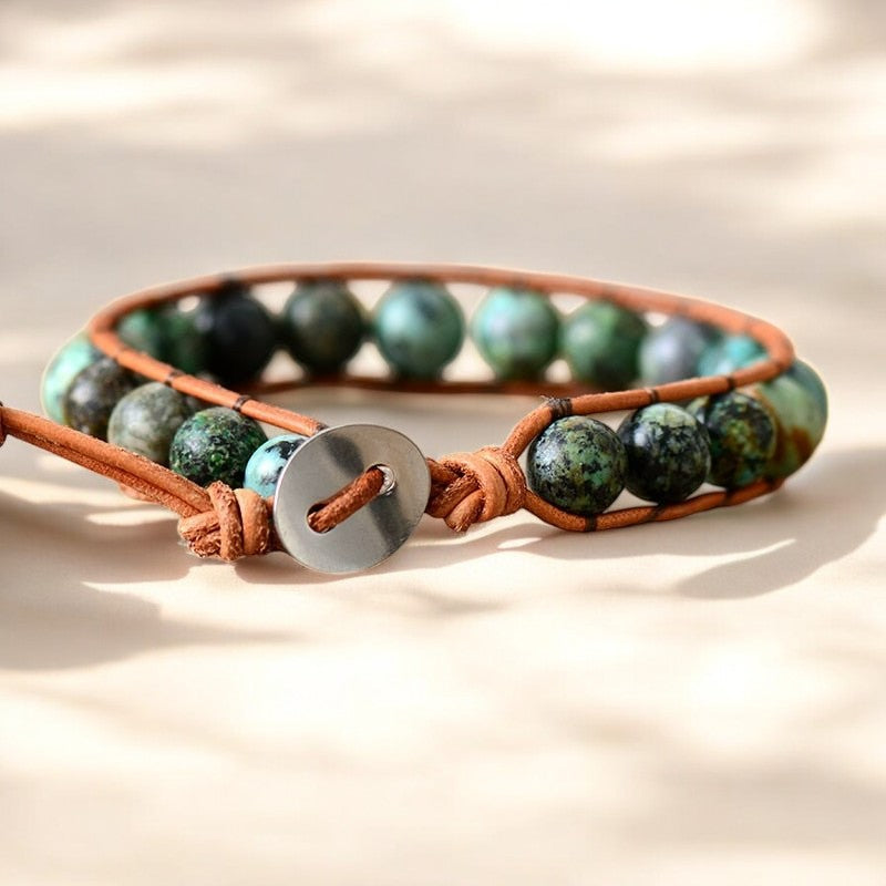 Pulseira Boho Masculina de Turquesa Africana